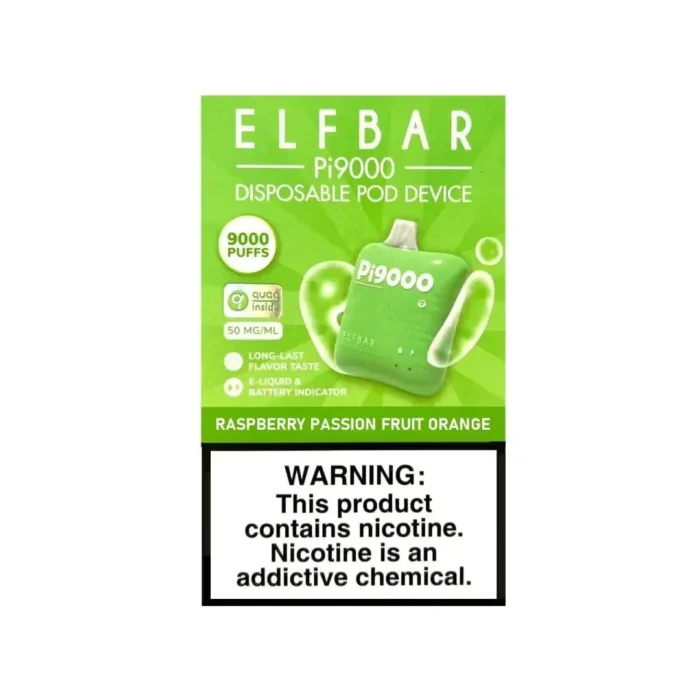 Elf Bar Pi 9000 Puffs Disposable Vape Raspberry Passion Fruit orange